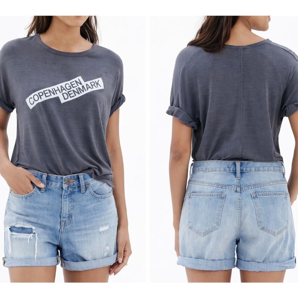 Madewell Boyshort Rip & Repair Denim Shorts Distressed Blue Size 25